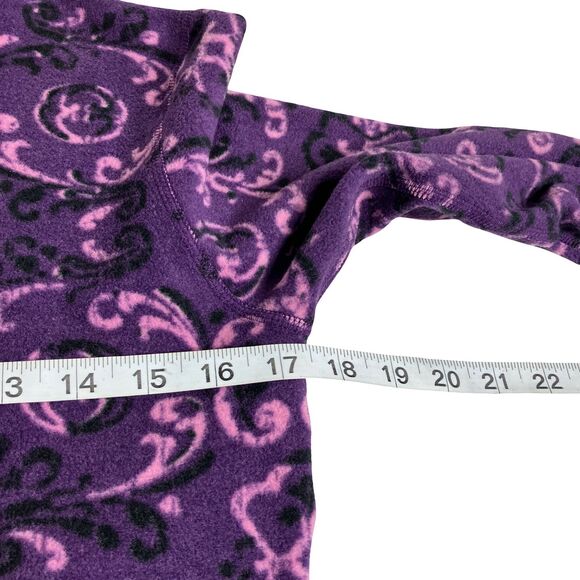 Cuddl Duds Sweater Women M Purple Scroll Climate Right Stretch Fleece Thumbholes - Picture 14 of 15